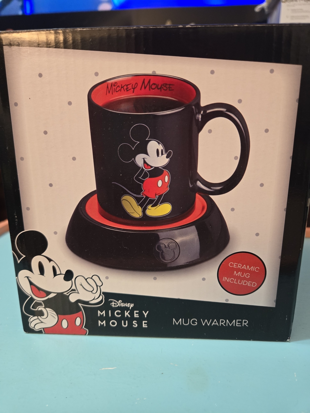 Disney Mickey Mouse-Black & Red Ceramic Mug with Mug Warmer